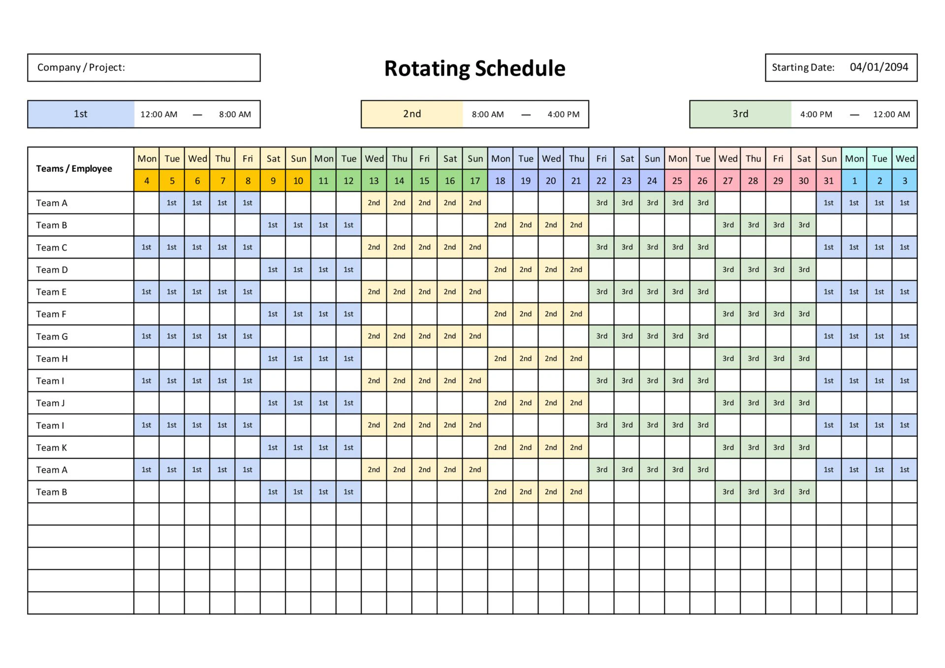 Production Shift Schedule Template Production Shift Schedule Template