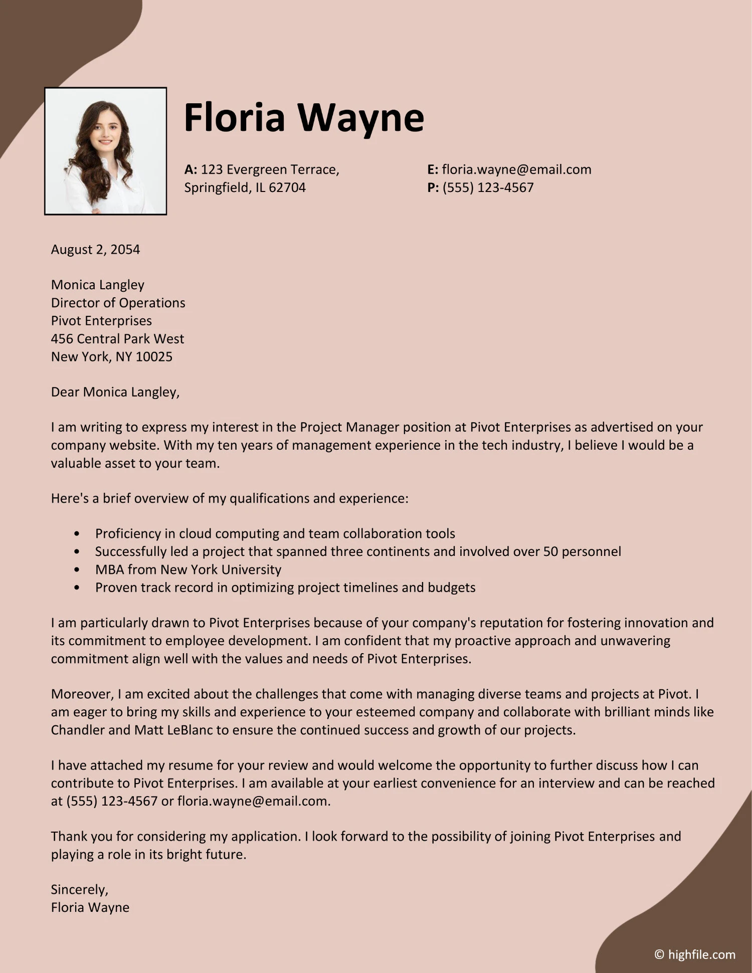 Professional Cover Letter Template Professional Cover Letter Template