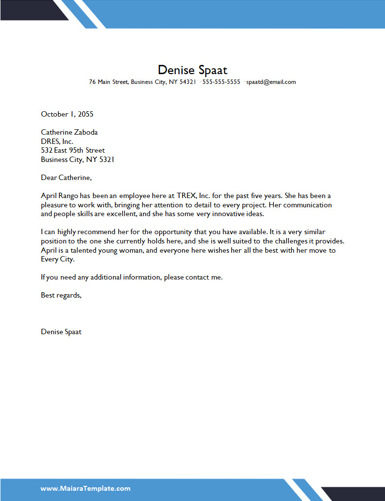 Professional Reference Letter Template Professional Reference Letter Template