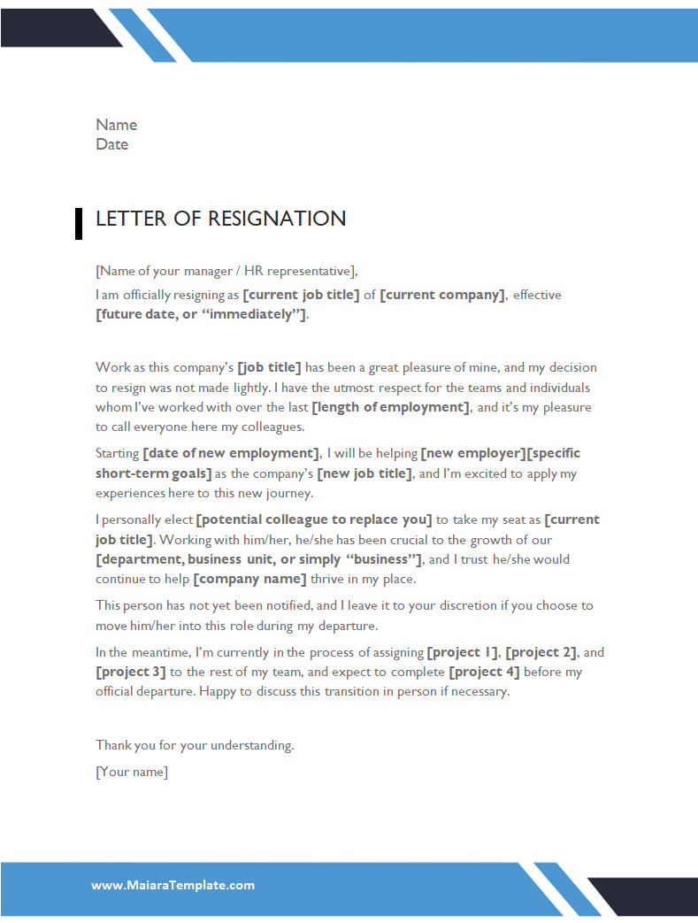 Professional Resignation Letter Template Professional Resignation Letter Template