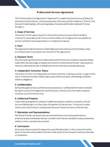 Professional Services Contract Example Professional Services Agreement Template