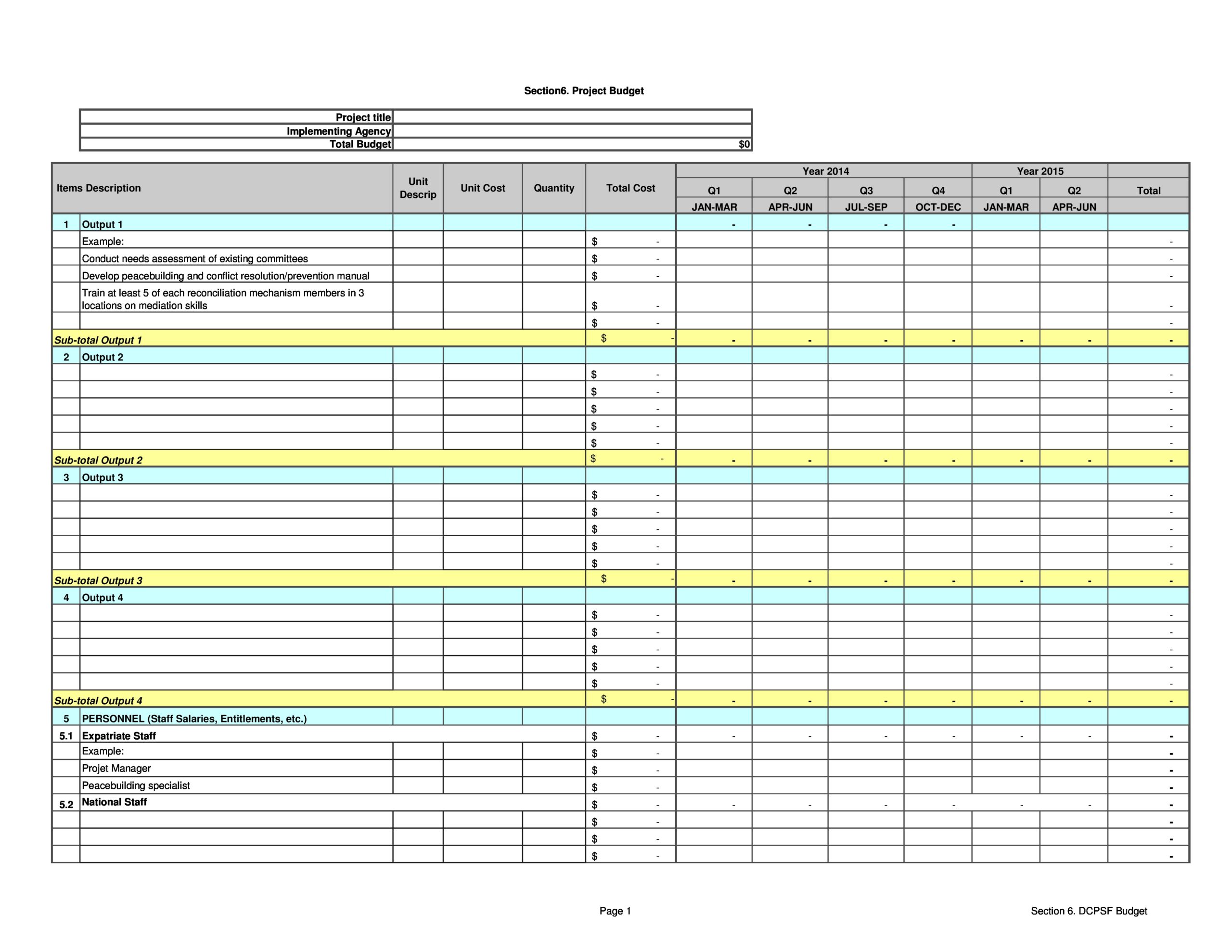 Project Budget Template Sample Project Budget Template Sample