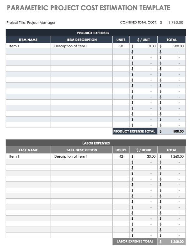 Project Estimate Template Sample Project Estimate Template Sample
