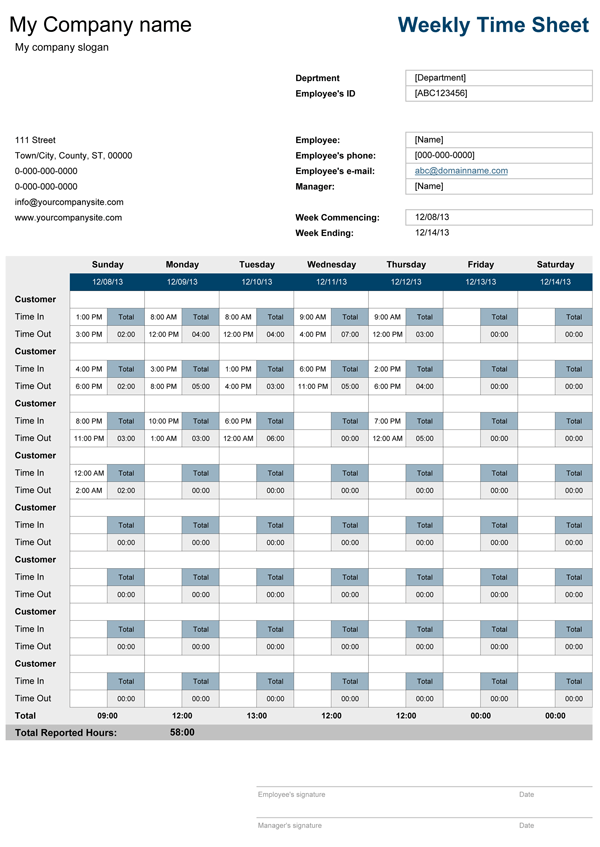 Project Timesheet Template