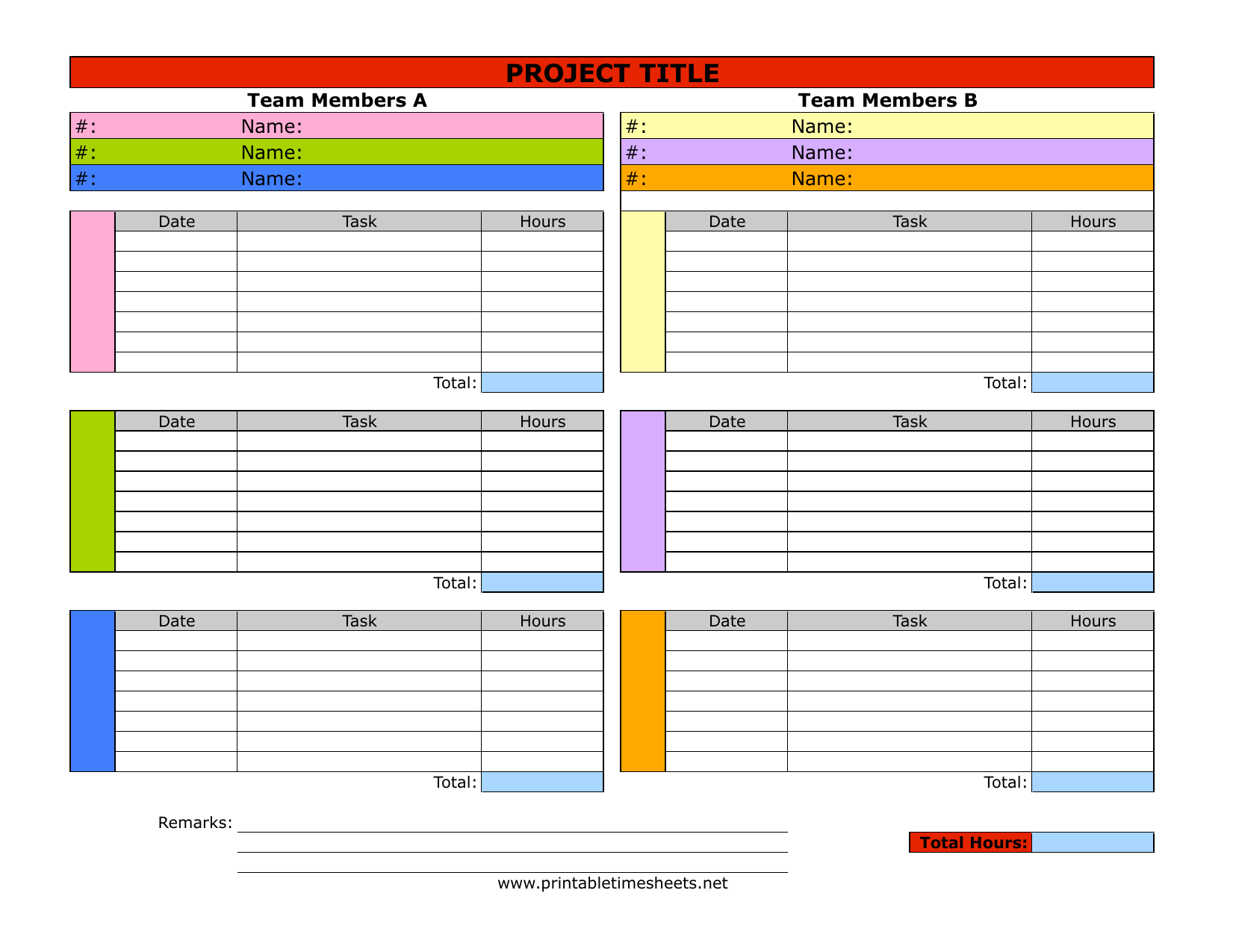 Project Timesheet Template