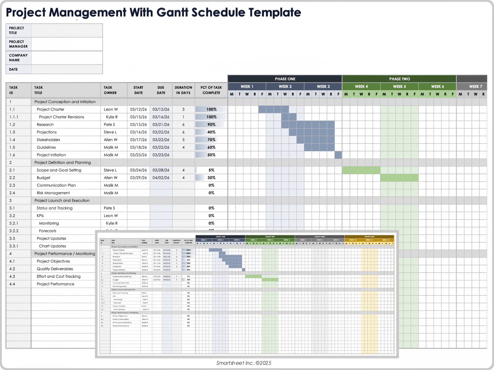 Project Timetable Template