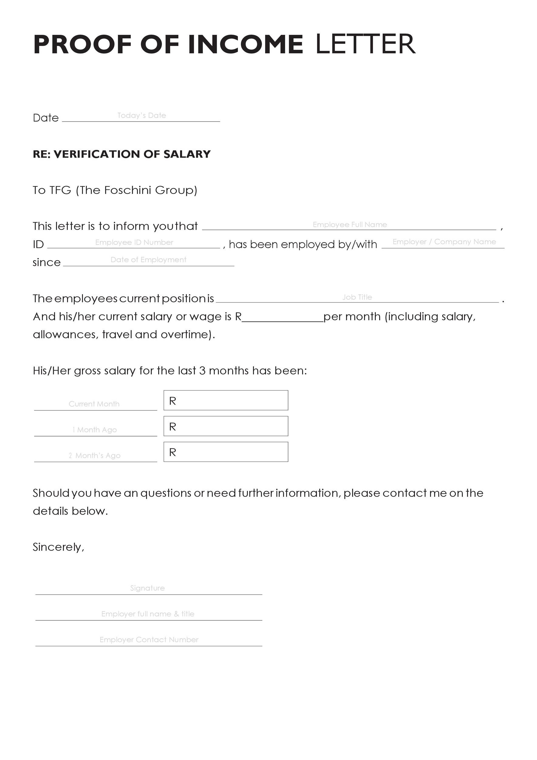 Proof of Income Letter Template Proof of Income Letter Template