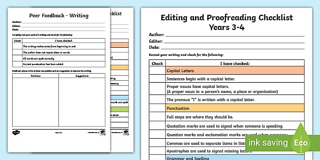 Proofreading Checklist Template