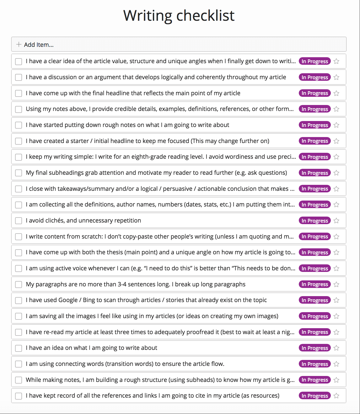 Proofreading Checklist Template