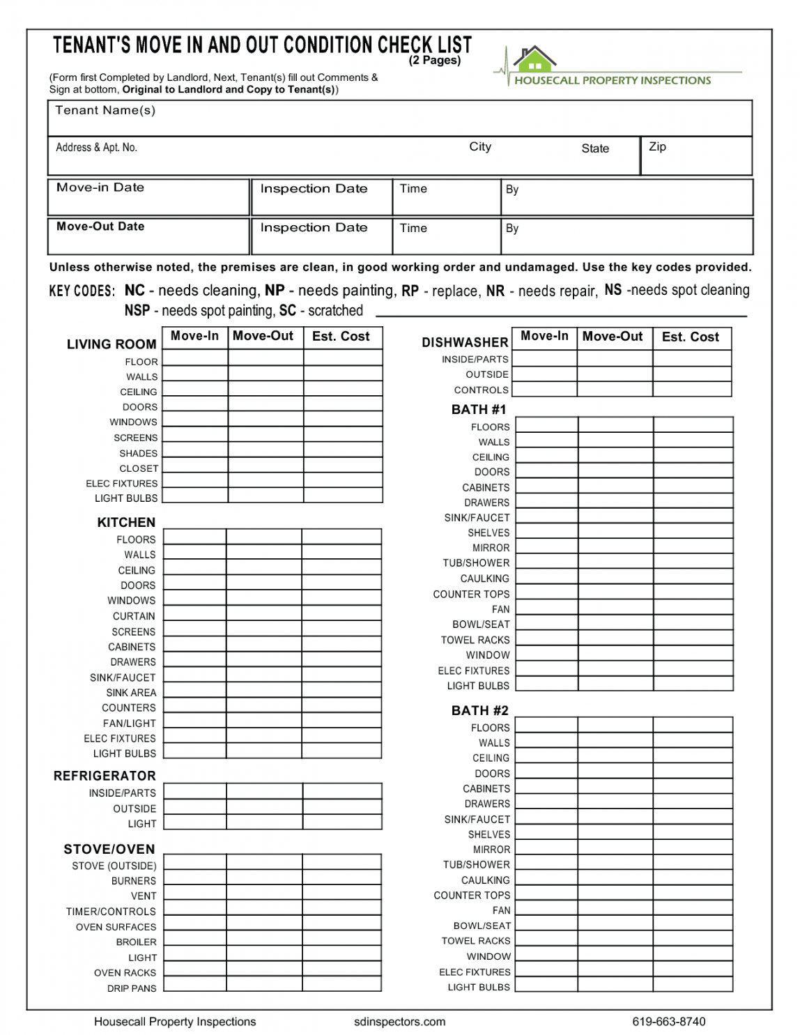 Property Inspection Checklist Template