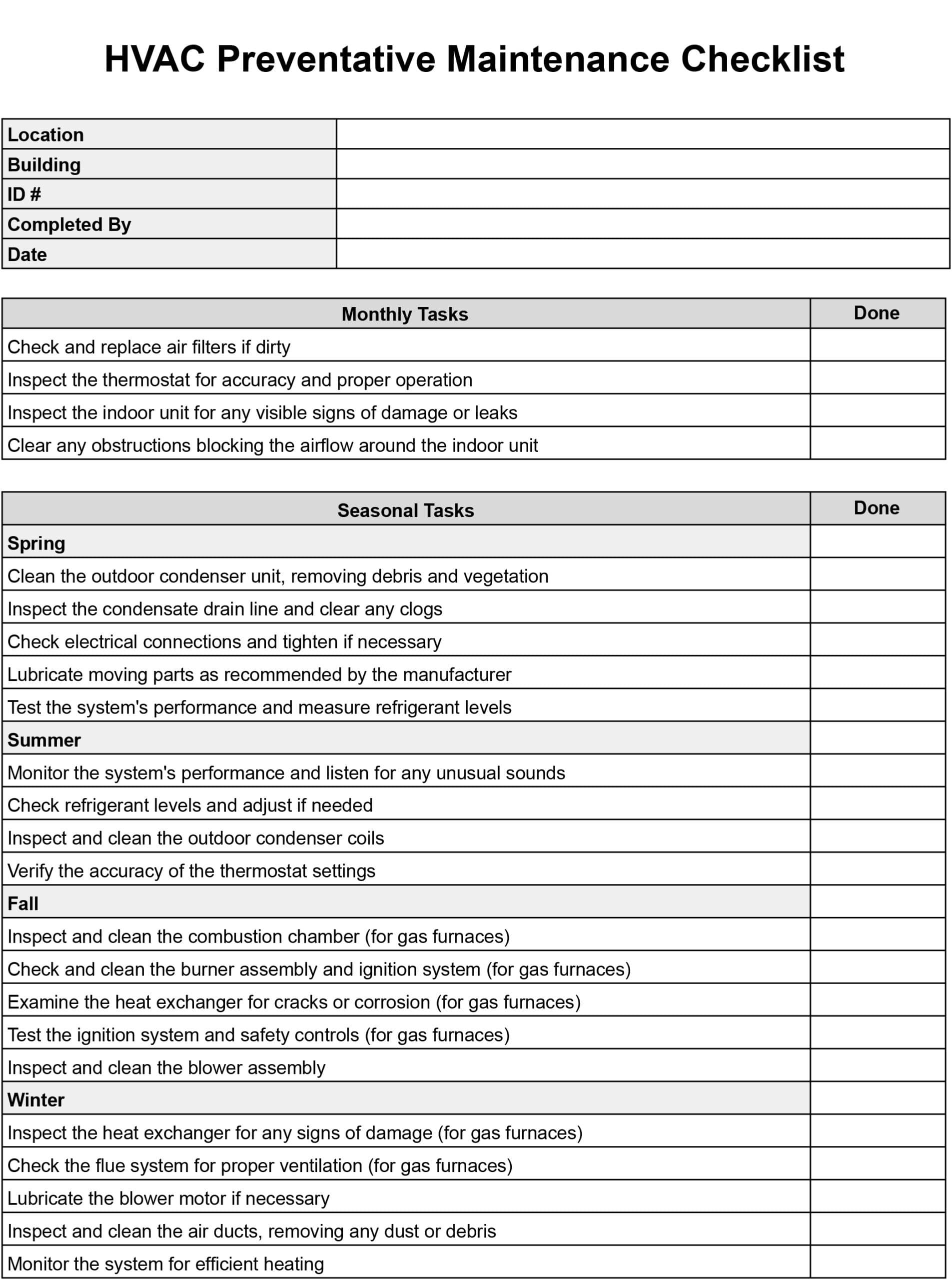 Property Management Inspection Checklist Template
