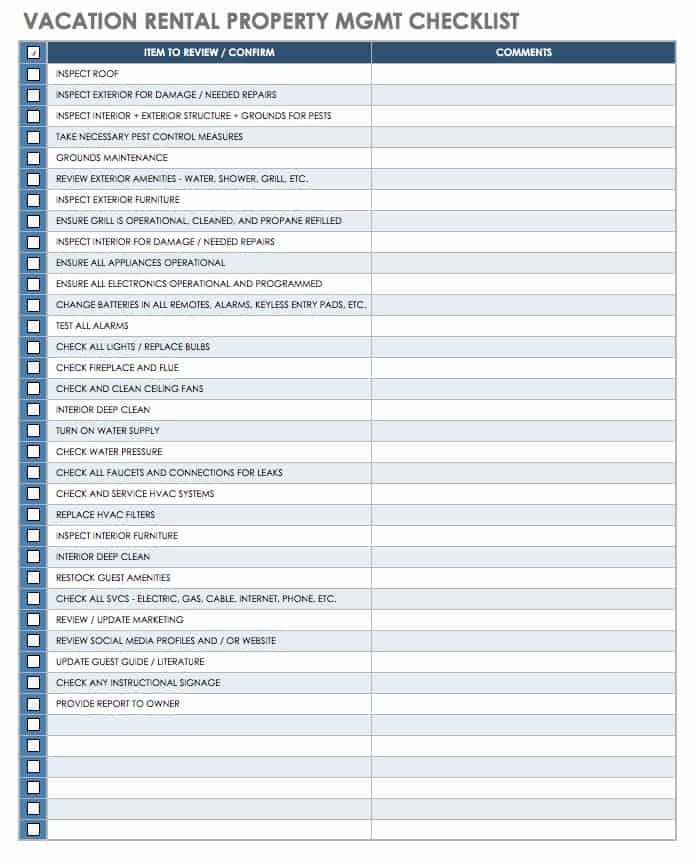 Property Management Inspection Checklist Template