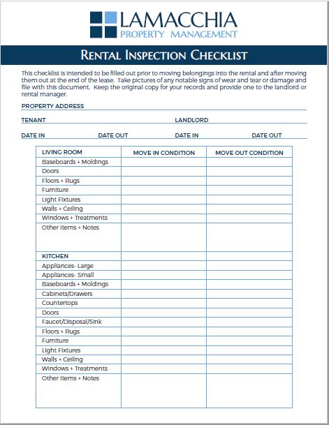 Property Management Inspection Checklist Template