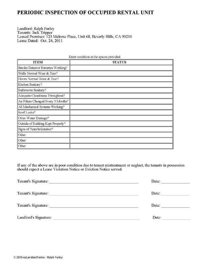 Property Management Inspection Checklist Template