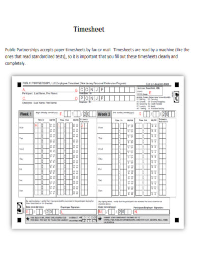 Public Partnerships Timesheet Template