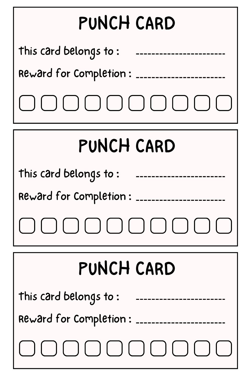 Punch Card Template Punch Card Template