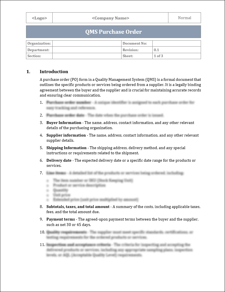Purchase Order Form