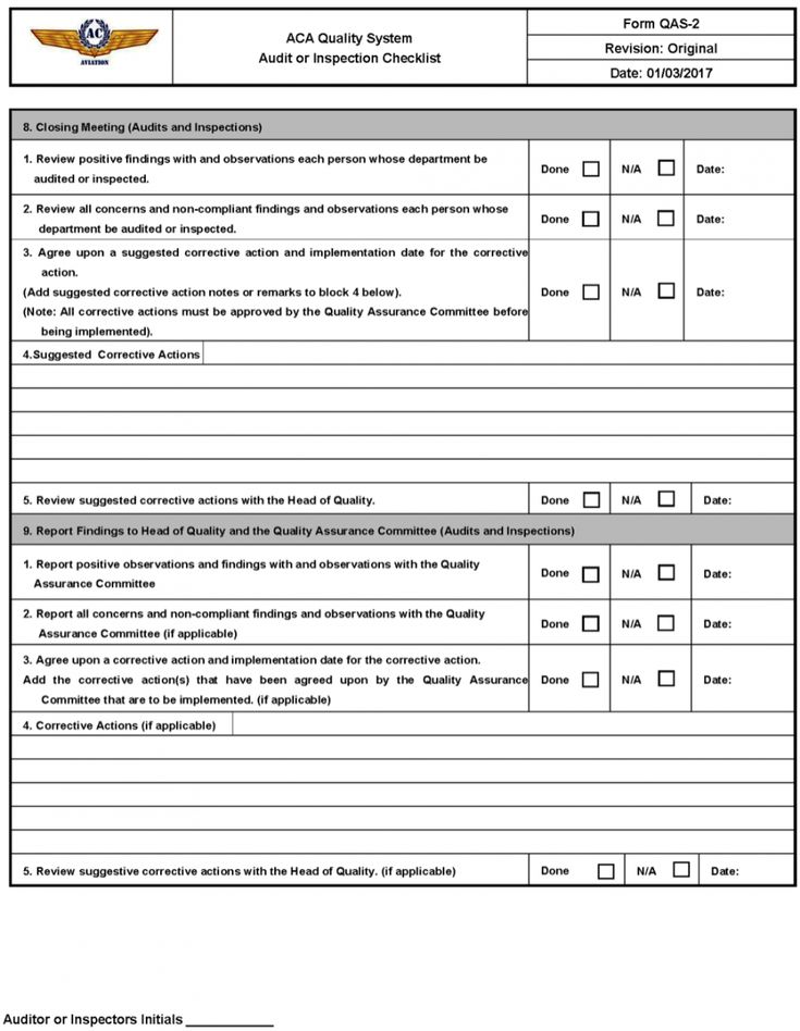 Quality Assurance Checklist Template