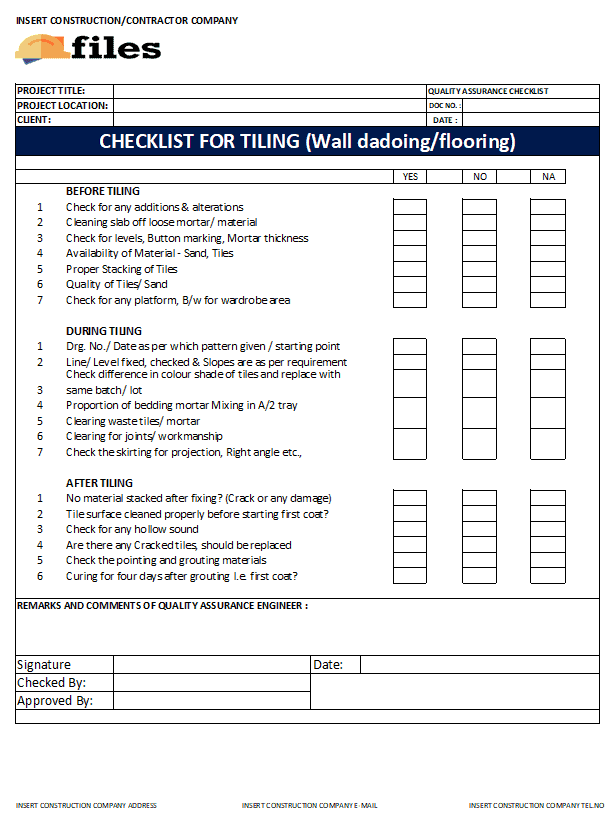 Quality Assurance Checklist Template