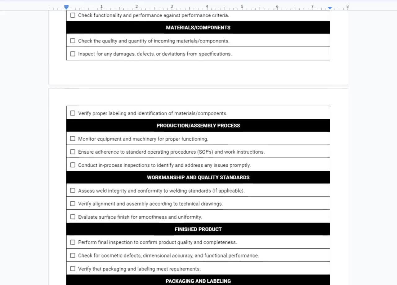 Quality Assurance Checklist Template