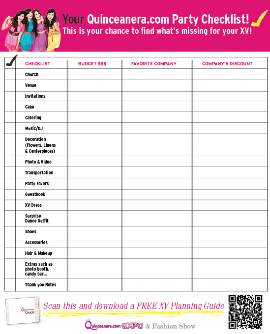 Quinceanera Checklist Template