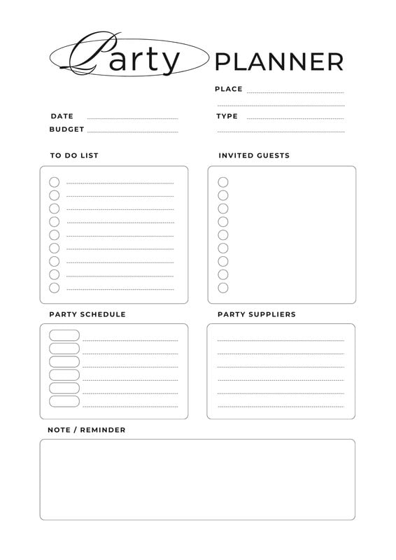 Quinceanera Checklist Template