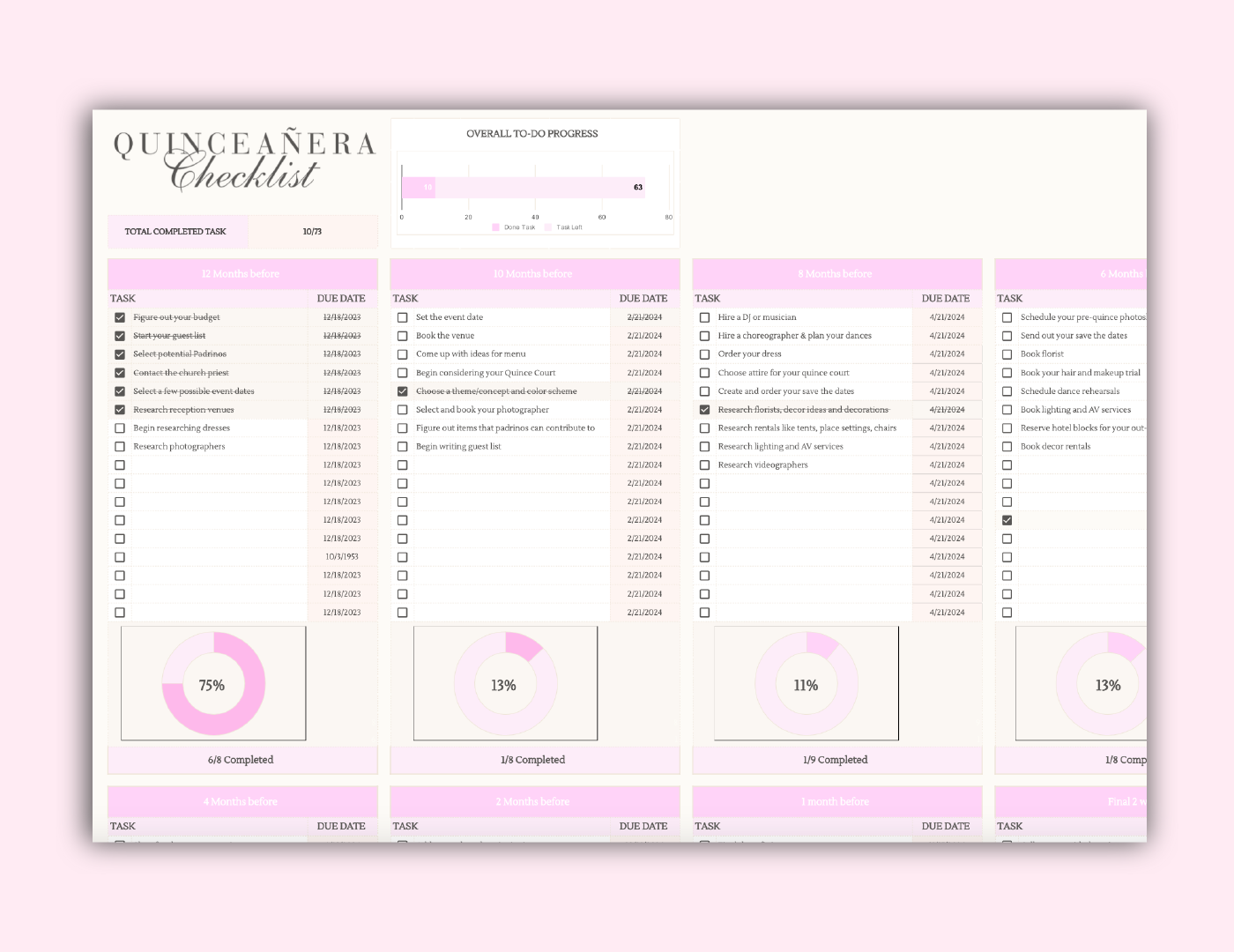Quinceanera Checklist Template
