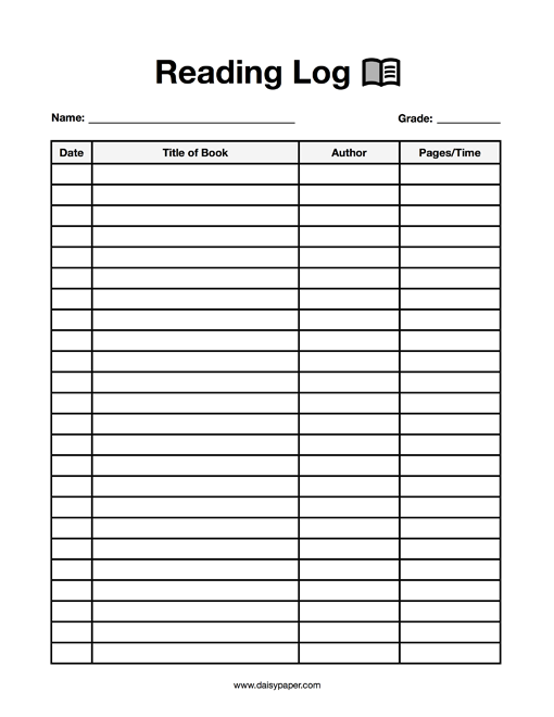 Reading Log Template Reading Log Template