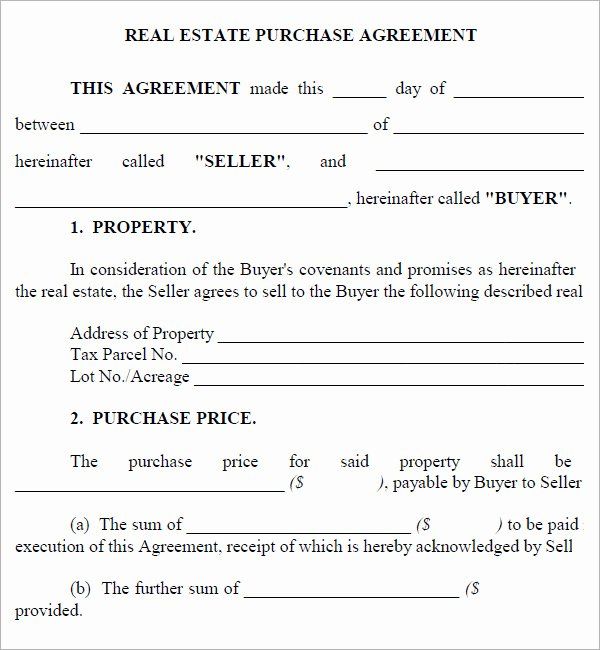 Real Estate Purchase Agreement Template