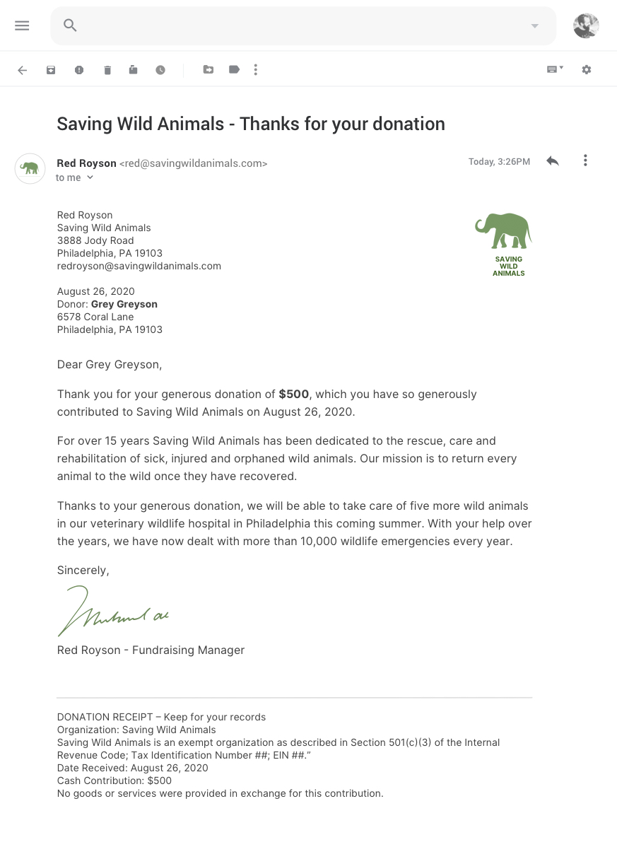 Receipt Of Donation Letter Template