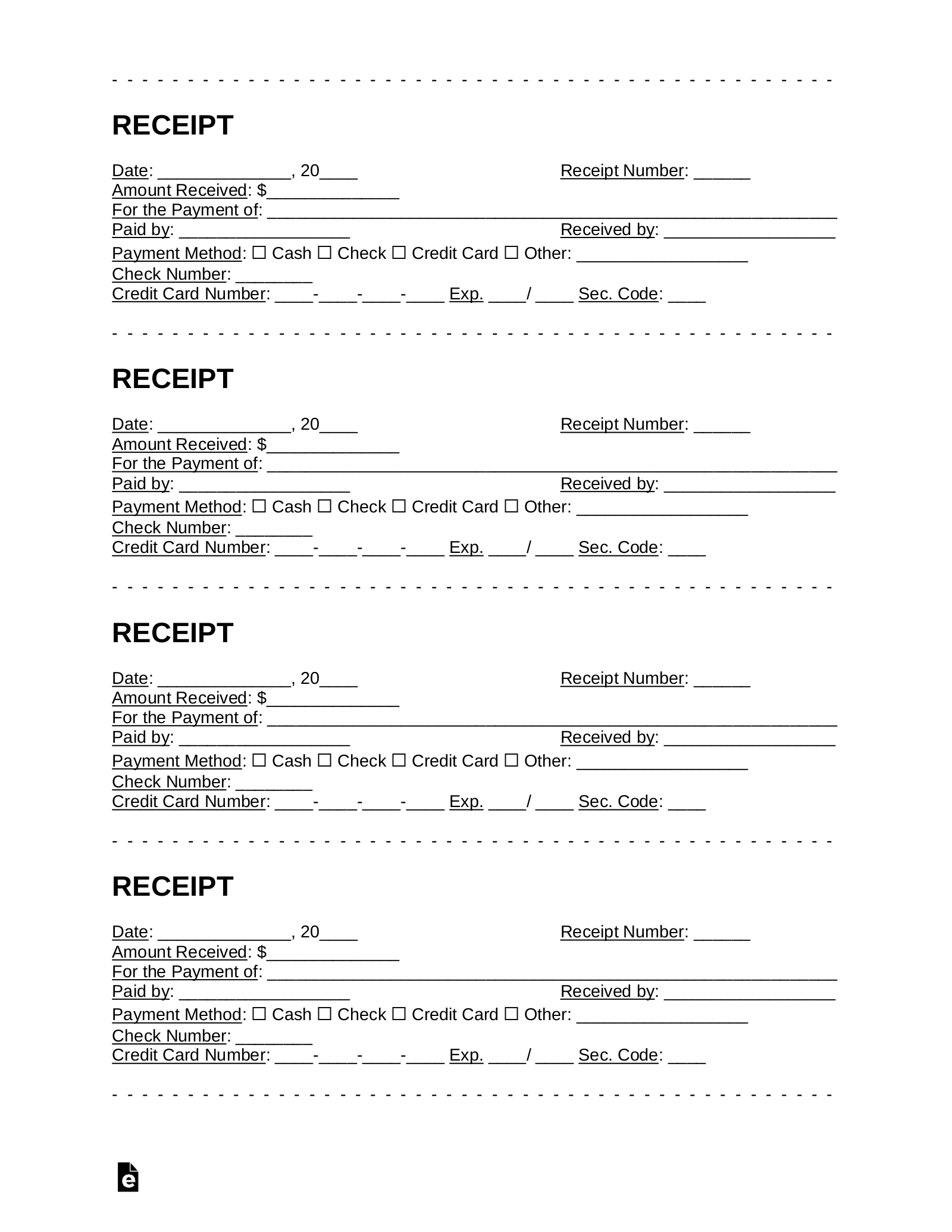 Receipt Of Payment Template