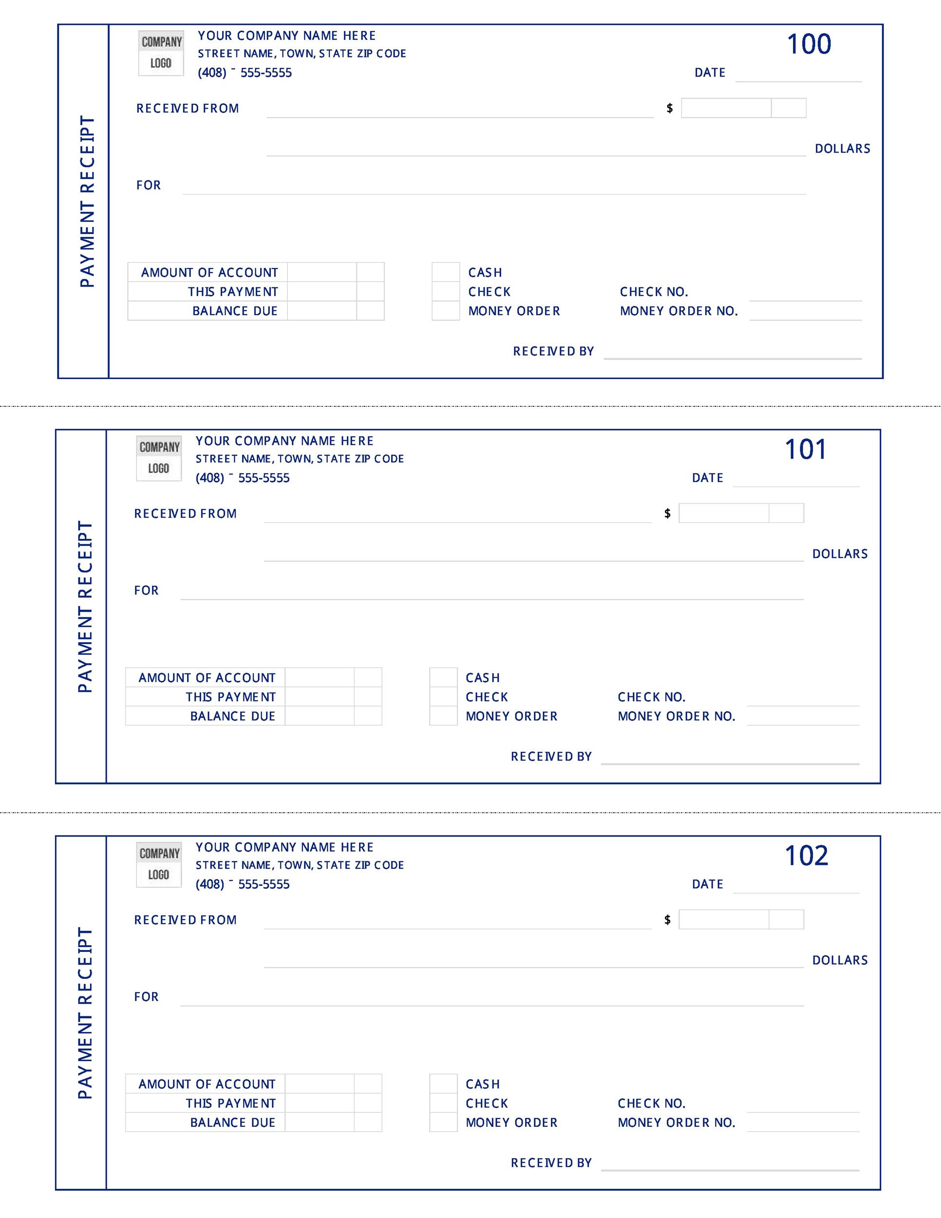 Receipt Of Payment Template