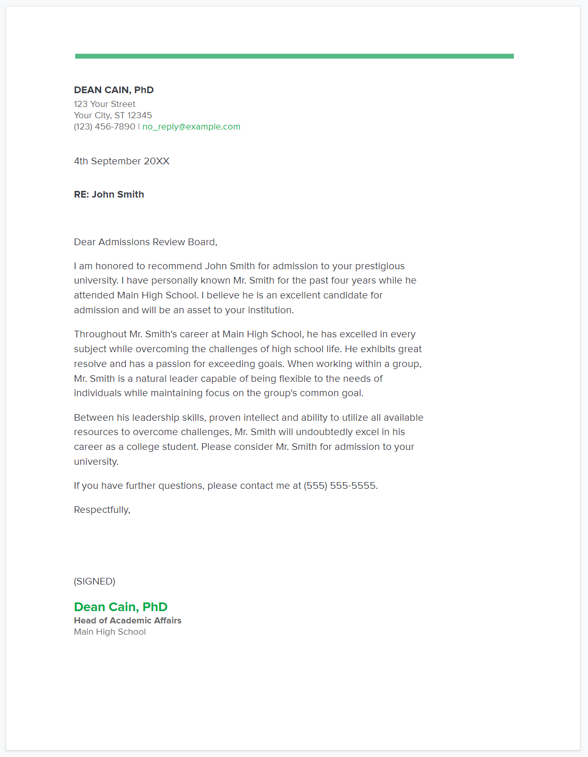 Recommendation Letter Template for Employee from Manager