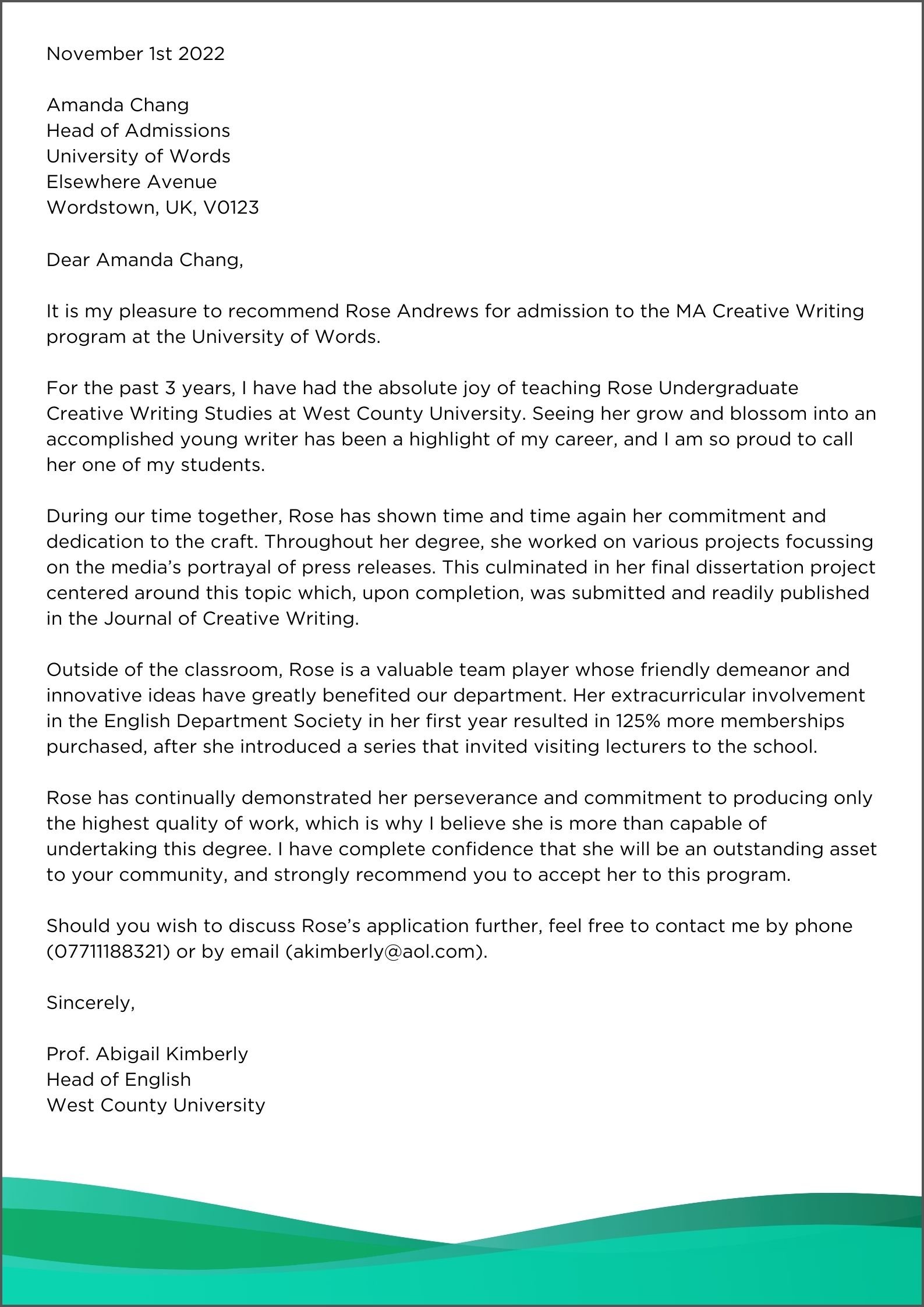 Recommendation Letter Template for Students