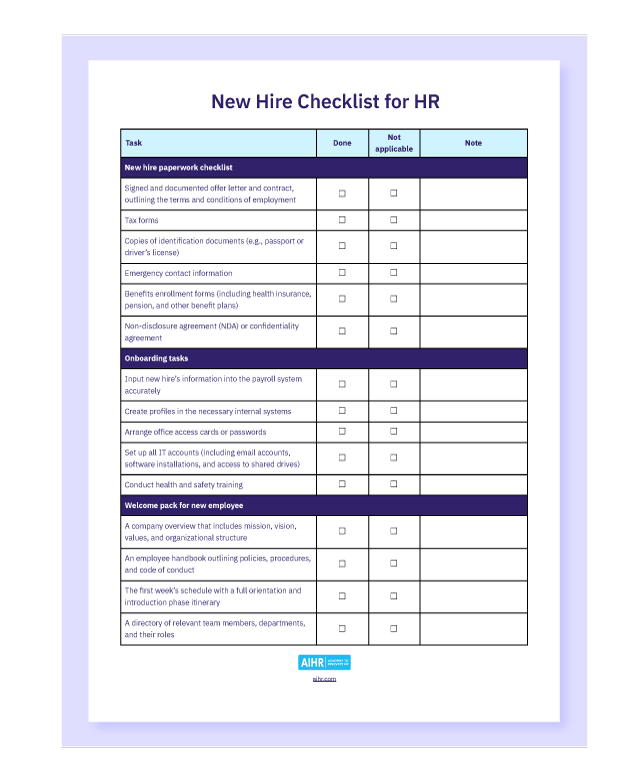 Recruitment Checklist Template
