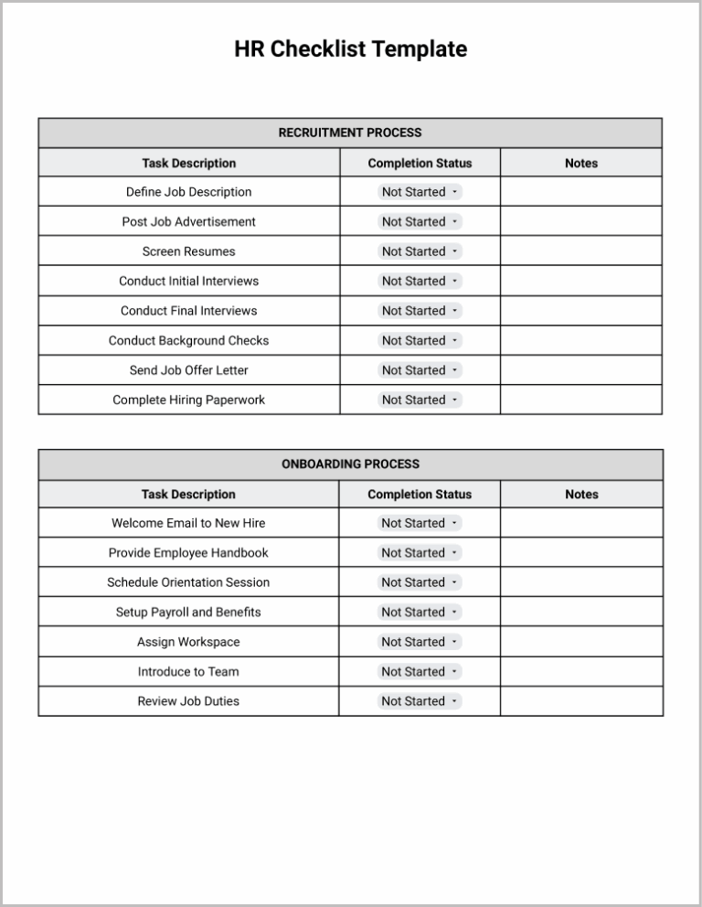 Free Printable Recruitment Checklist Template