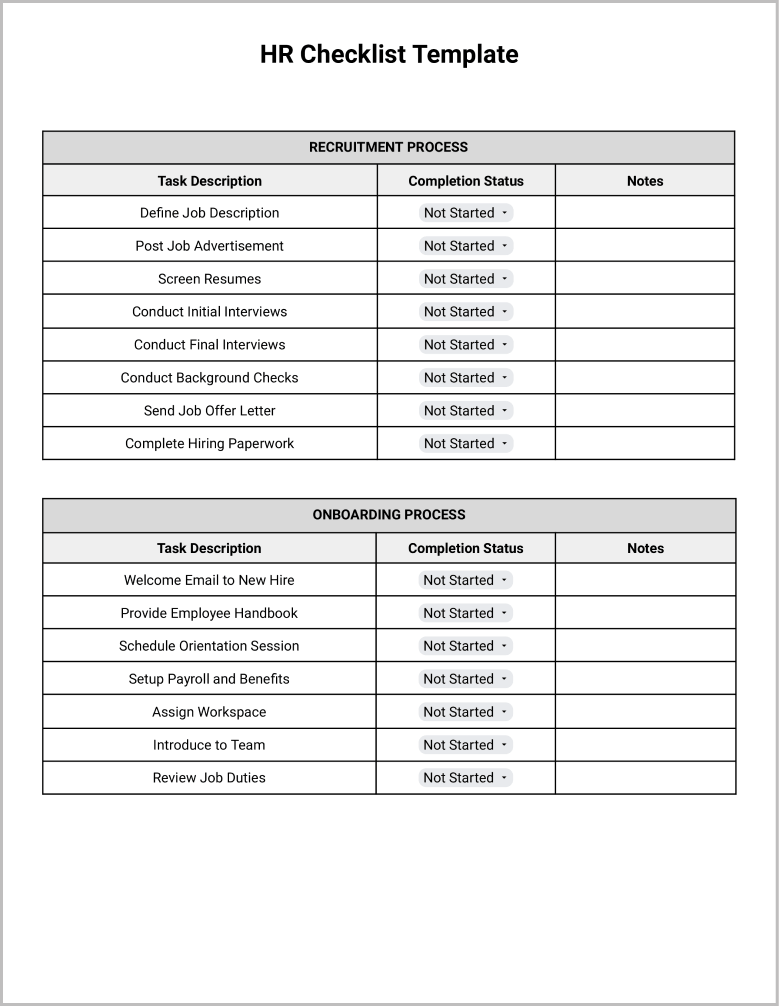Recruitment Checklist Template