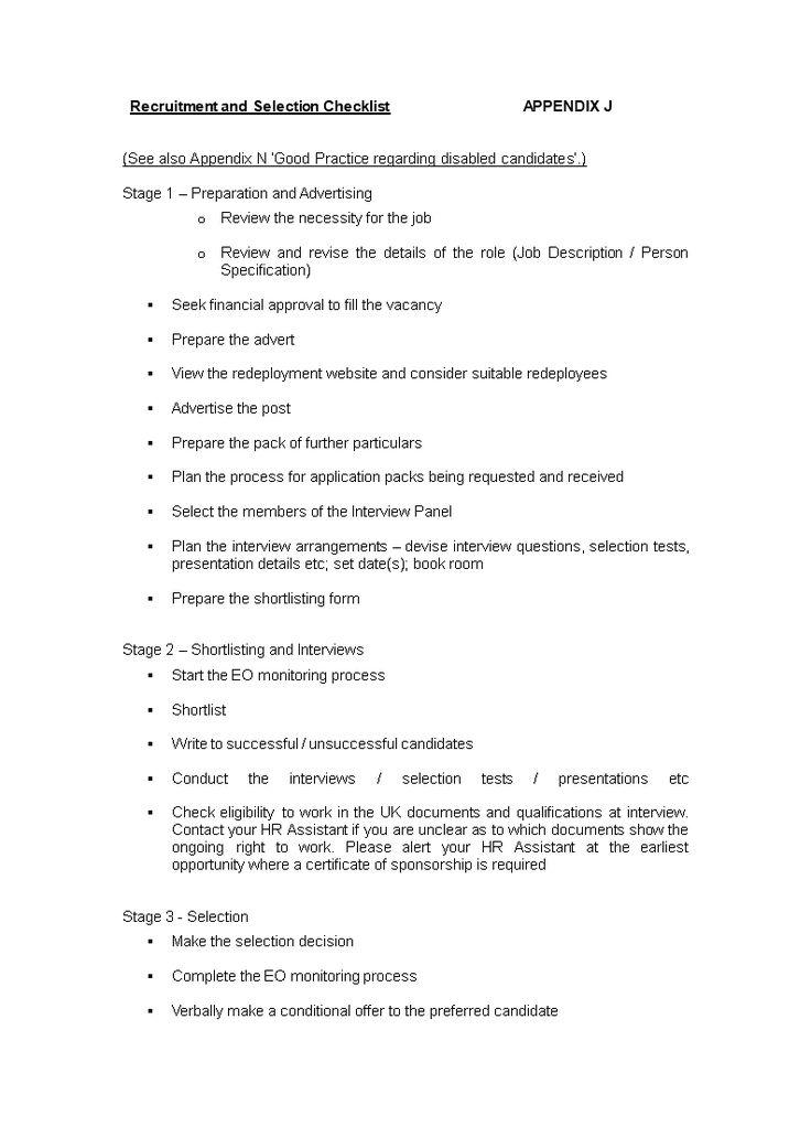 Recruitment Checklist Template