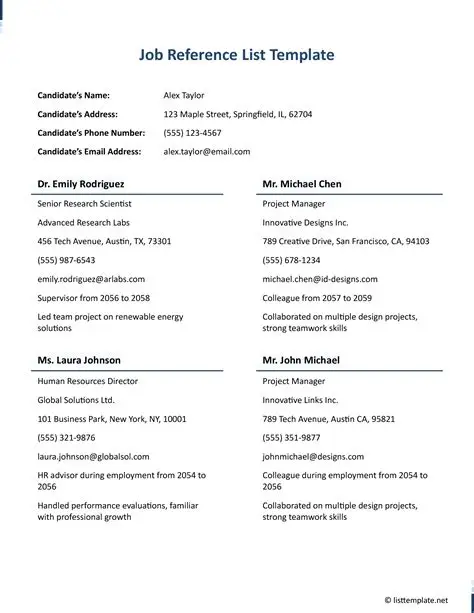 Reference List Template Example Reference List Template Example