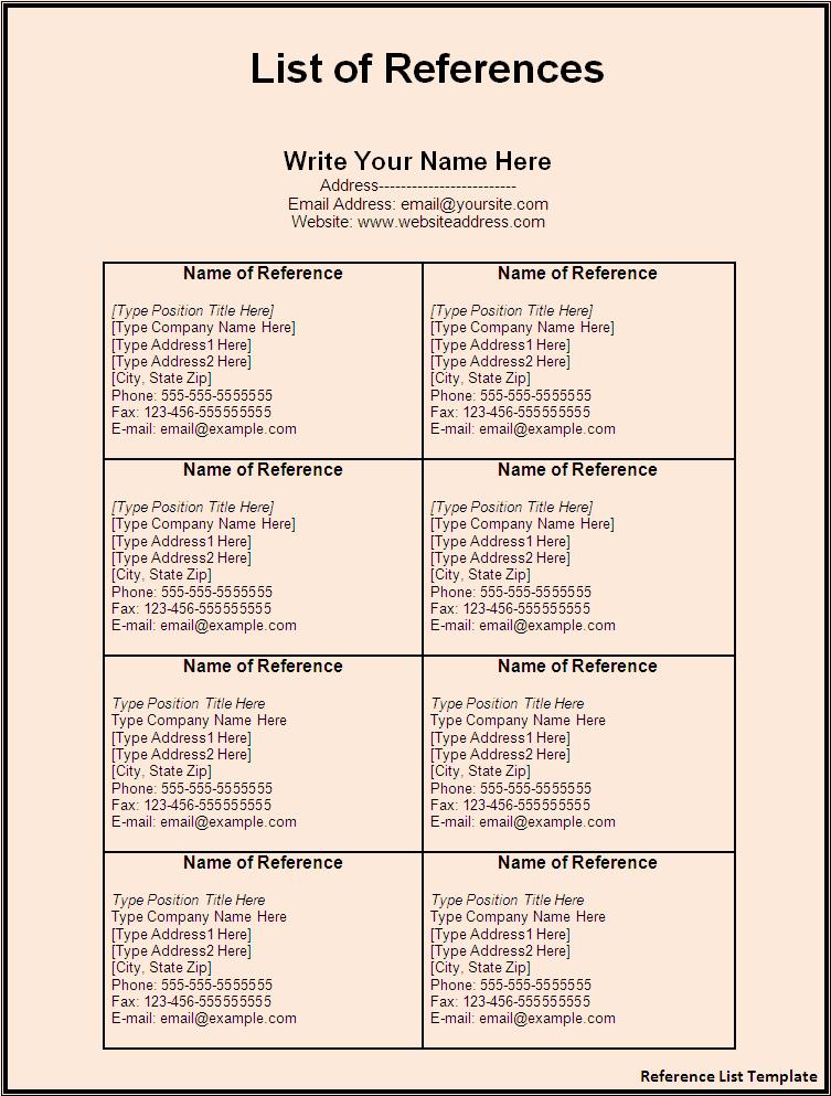 Reference Page Template