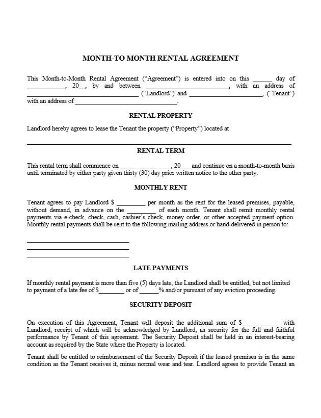 Rent Payment Agreement Template
