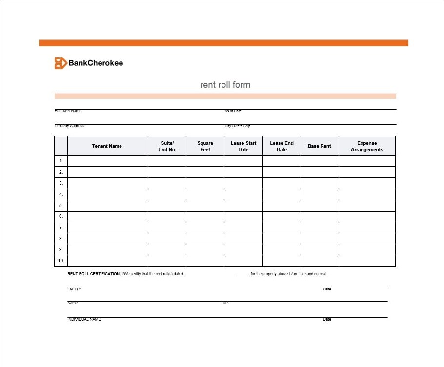 Rent Roll Template Example Rent Roll Template Example