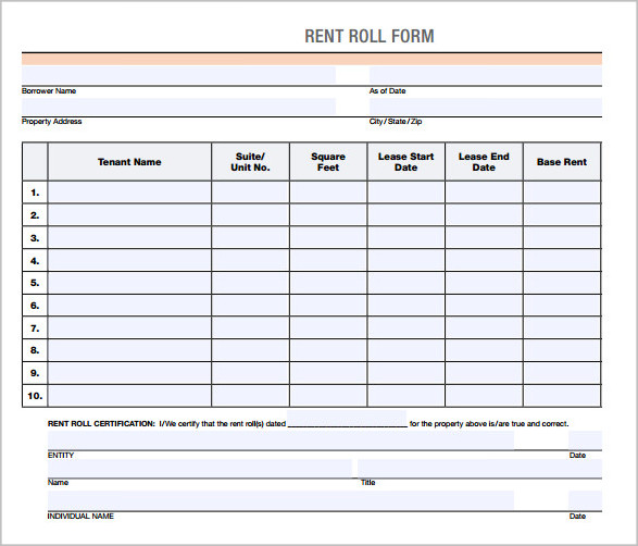 Rent Roll Template Sample Rent Roll Template Sample