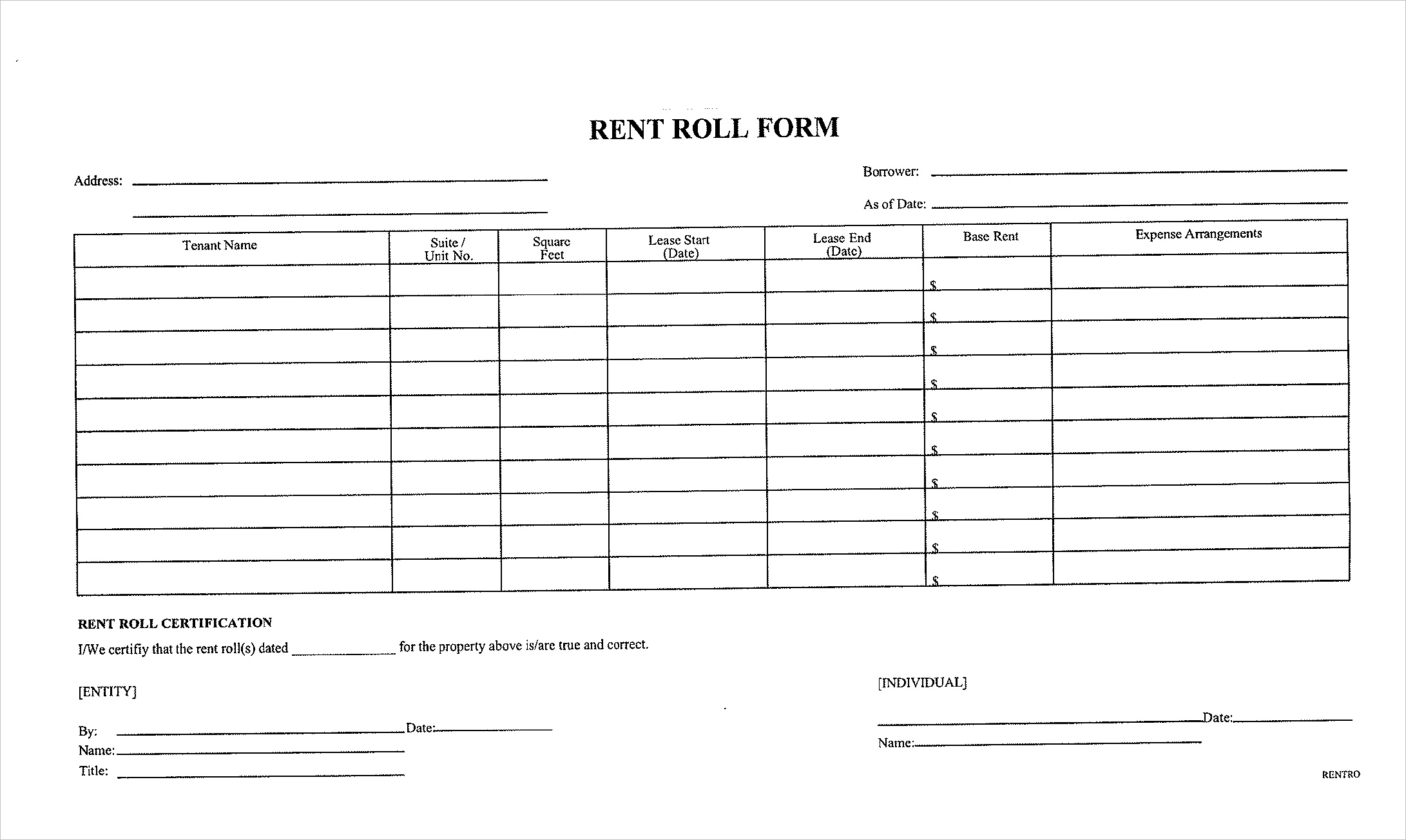 Rent Roll Template Rent Roll Template