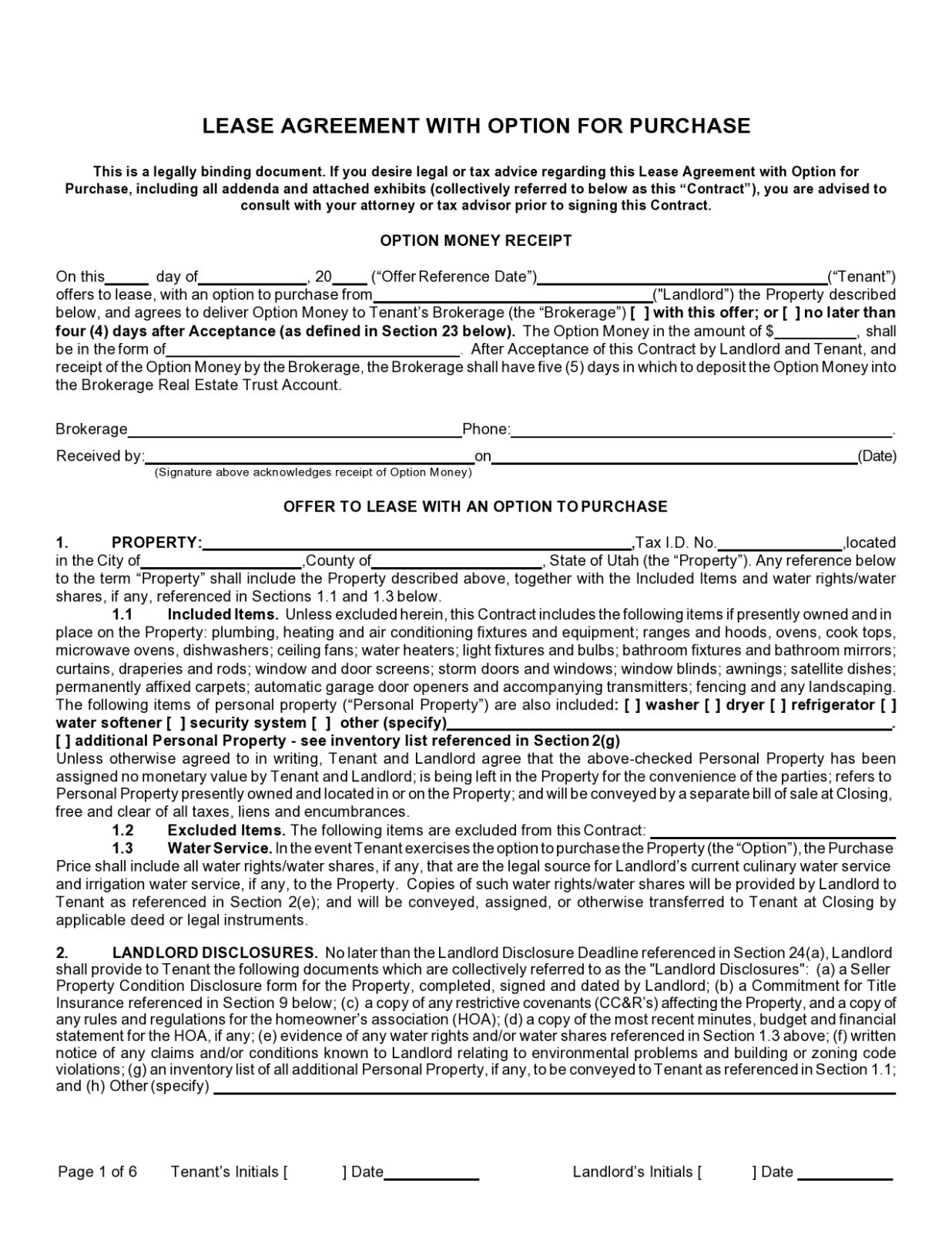 Rent To Own Agreement Template