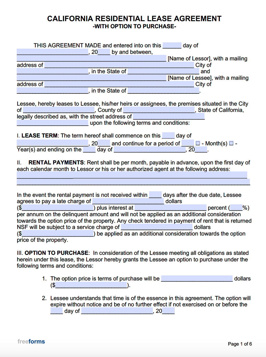 Rent To Own Agreement Template