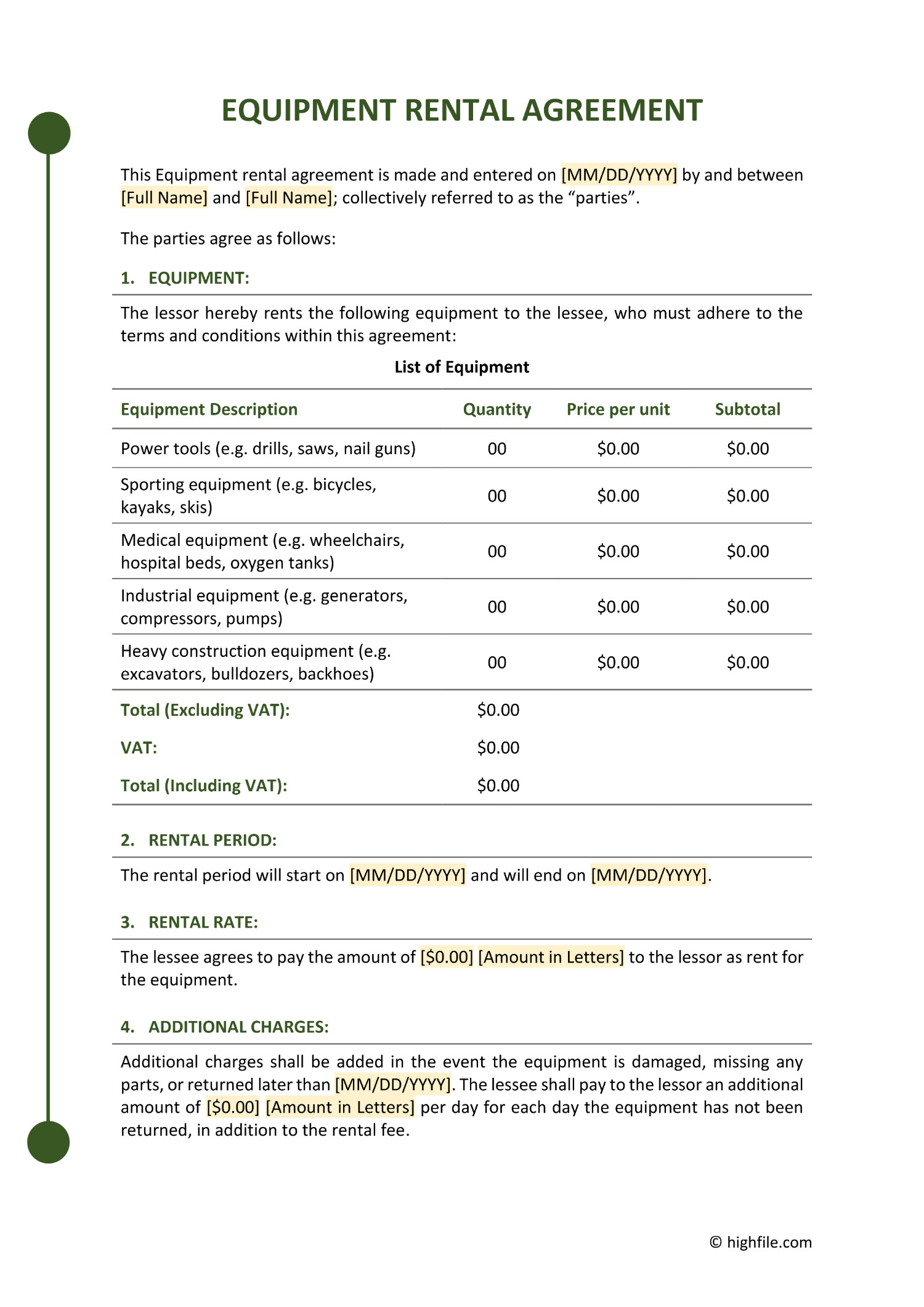Rental Agreement Template