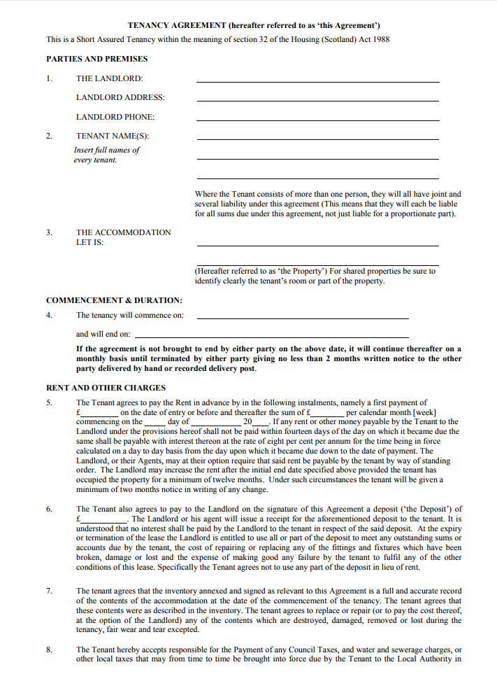 Rental Agreement Template