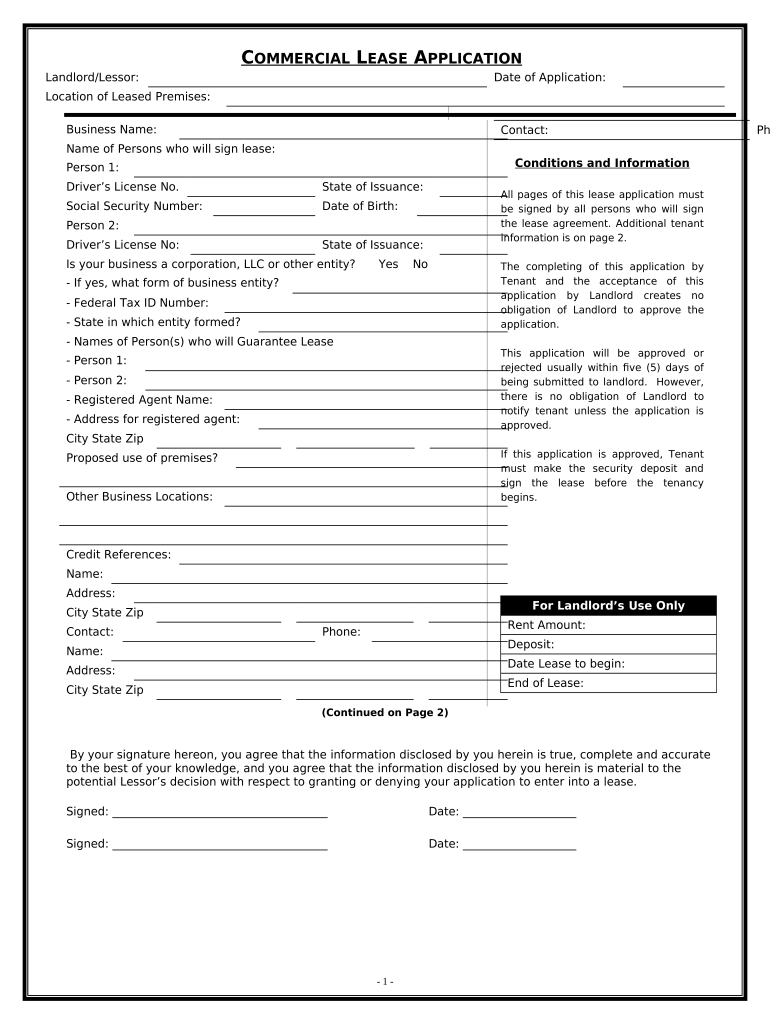Rental Application Template