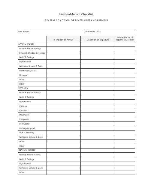Rental Inspection Checklist Template